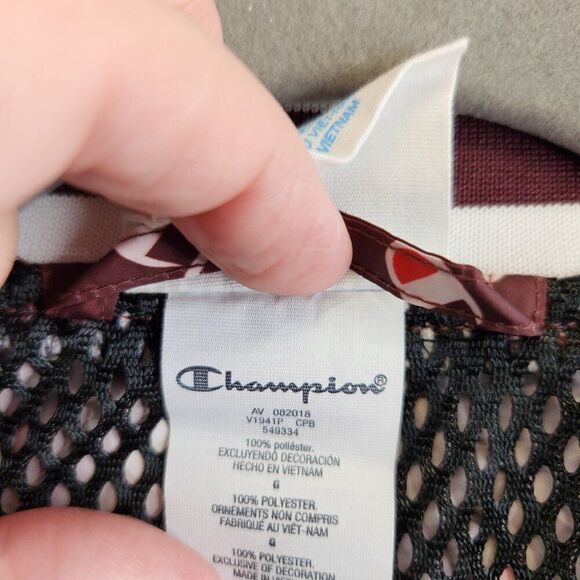 Champion Jacket Mens L Brown Allover Script Satin Baseball Mesh Lined Varsity - Picture 9 of 15